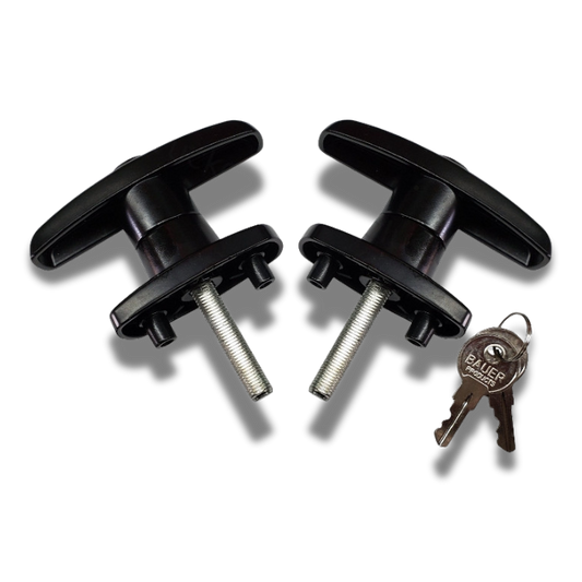 Statewide - Black Screw Mount T Handle - Fully Threaded Shank - Pair (keyed alike)