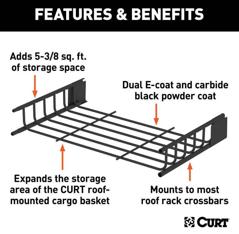 Curt - Black Steel Roof Rack Cargo Carrier Extension - 18117 - image 3