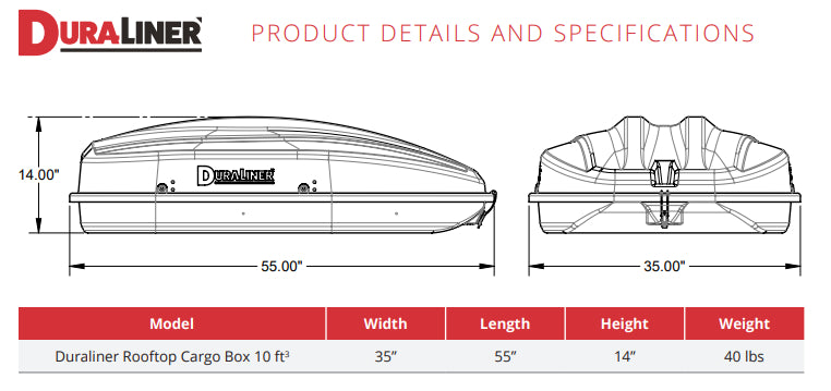 Duraliner - Rooftop Cargo Box - 10 Cubic Feet - RT10D - image 4