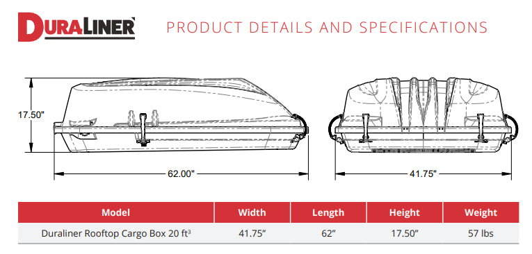 DuraLiner - Rooftop Cargo Box - 20 Cubic Feet - RT20D - image 4