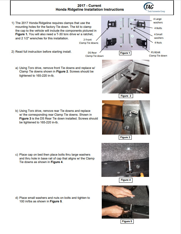 Leer Install Clamp Kit - 2017-2025 Honda Ridgeline - 141280 - image 2