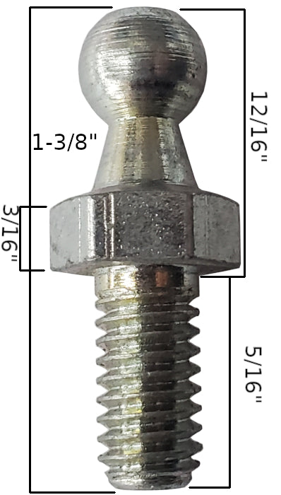 Ball Mount for Gas Props/Lift Cylinders - 10 mm ball only - Threading 5/16" - image 2