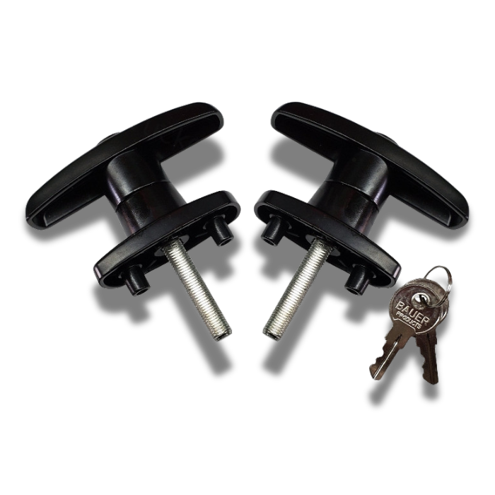 Statewide - Black Screw Mount T Handle - Fully Threaded Shank - Pair (keyed alike)