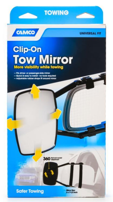 Camco - Clamp-On Towing Mirror - Single Mirror Bilingual - 25650 - image 3