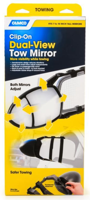 Camco - Clamp-On Towing Mirror - Double Mirror Bilingual - 25653 - image 3