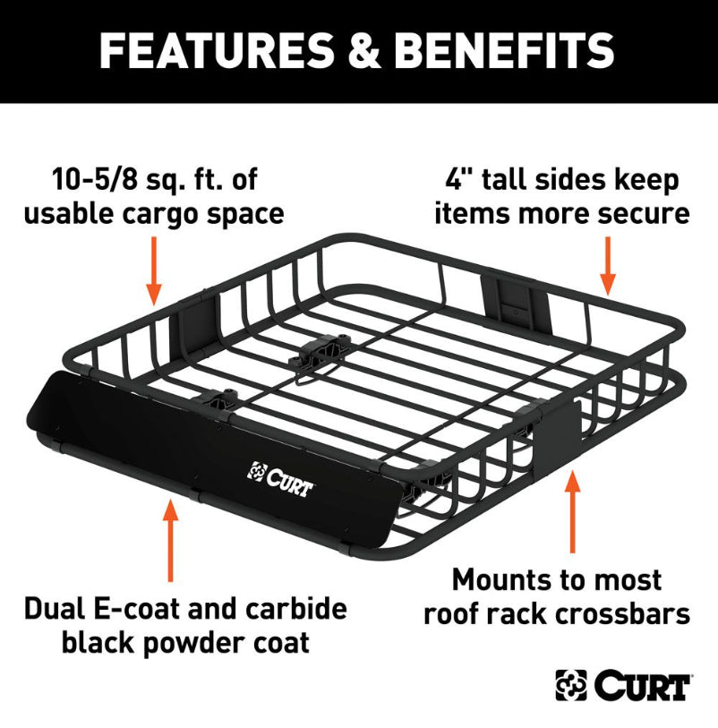 Curt - Black Steel Roof Rack Cargo Carrier - 18115 - image 3
