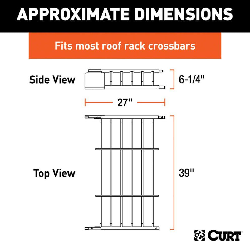 Curt - Black Steel Roof Rack Cargo Carrier Extension - 18117 - image 2