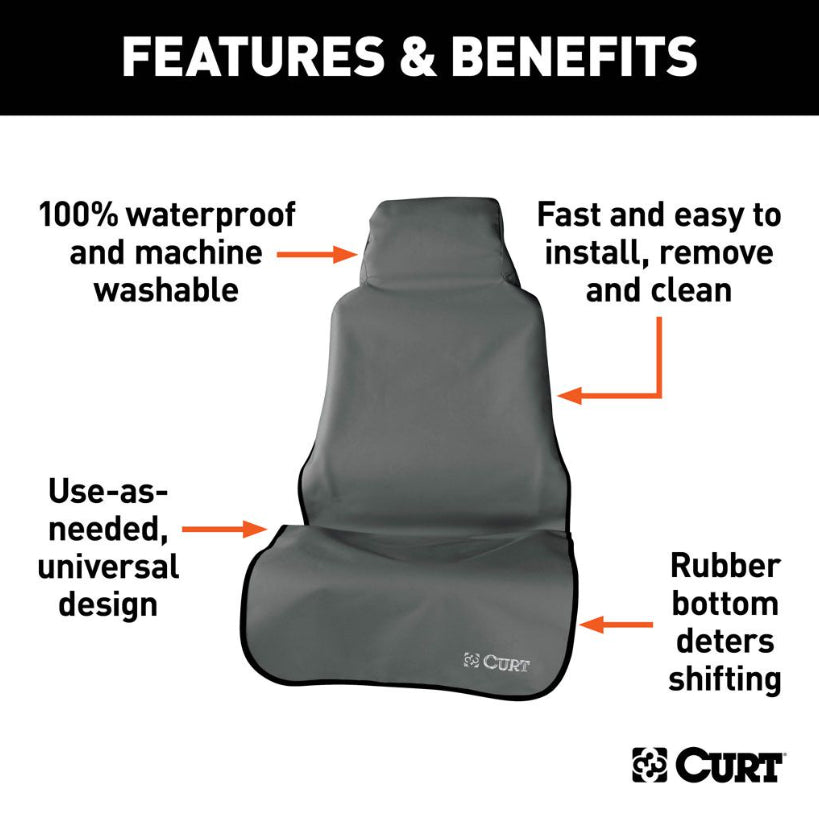Curt - Seat Defender 58 Inch x 23 Inch Bucket Seat Cover - Grey - 18500 - image 3