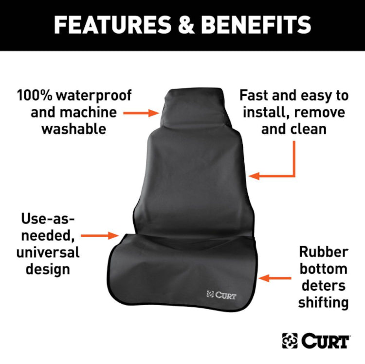 Curt - Seat Defender 58 Inch x 23 Inch Bucket Seat Cover - Black - 18501 - image 3