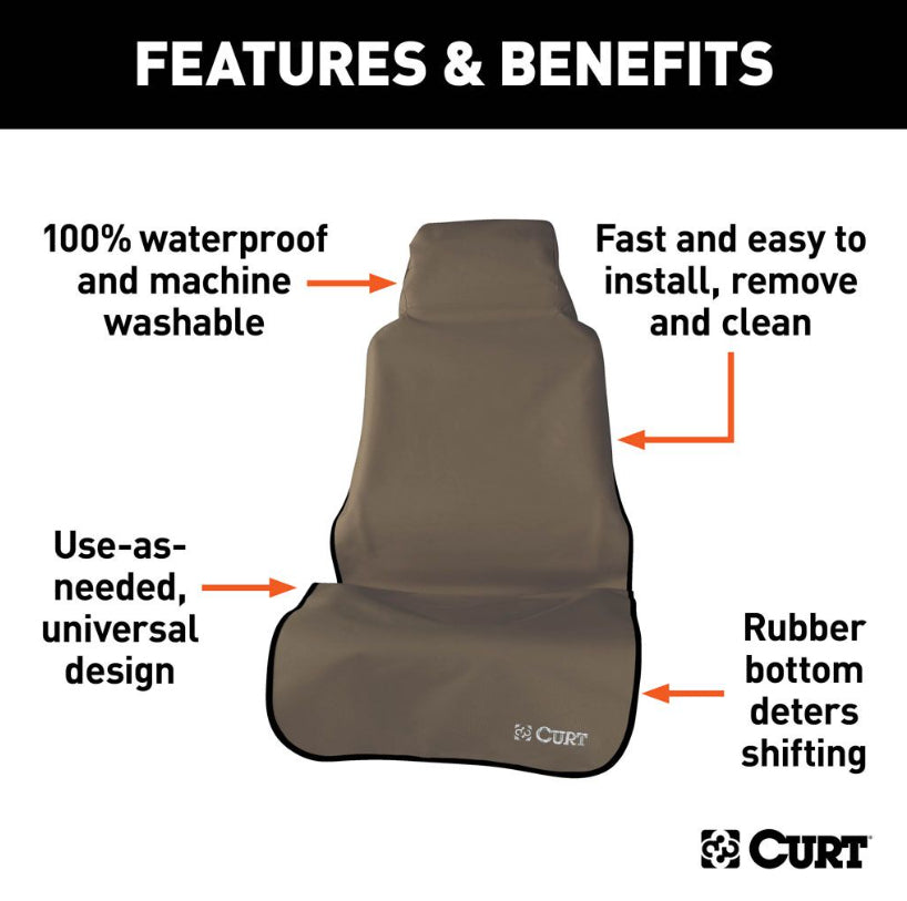 Curt - Seat Defender 58 Inch x 23 Inch Bucket Seat Cover - Brown - 18502 - image 3