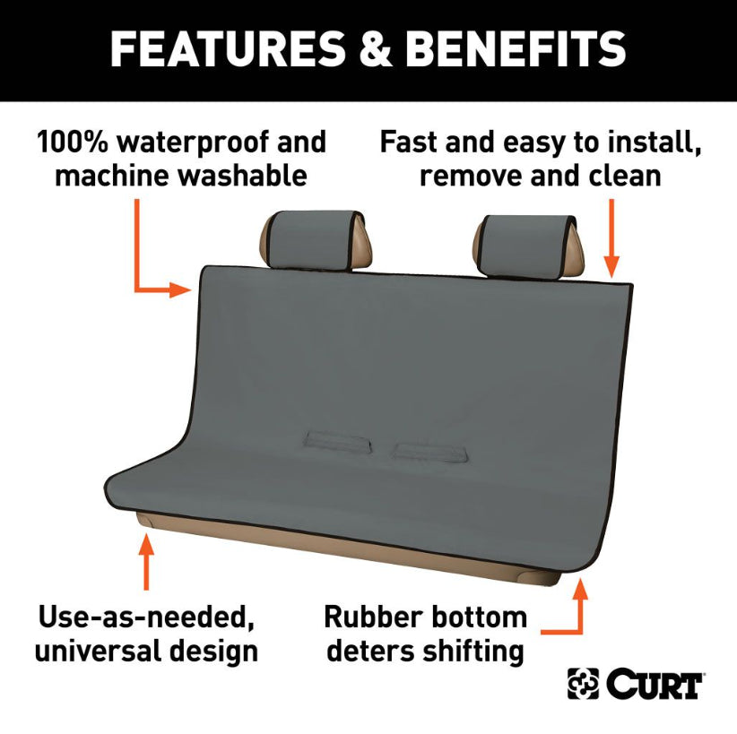 Curt - Seat Defender 58 Inch x 55 Inch Truck Seat Cover - Grey - 18510 - image 3