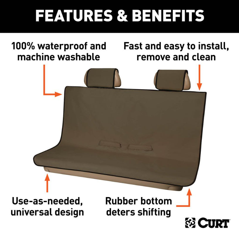 Curt - Seat Defender 58 Inch x 55 Inch Truck Seat Cover - Brown - 18512 - image 3