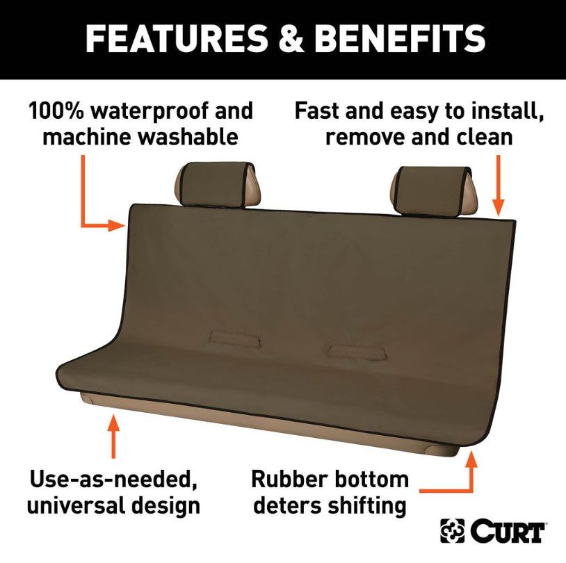 Curt - Seat Defender 58 Inch x 63 Inch Truck Seat Cover - Brown - 18522 - image 3