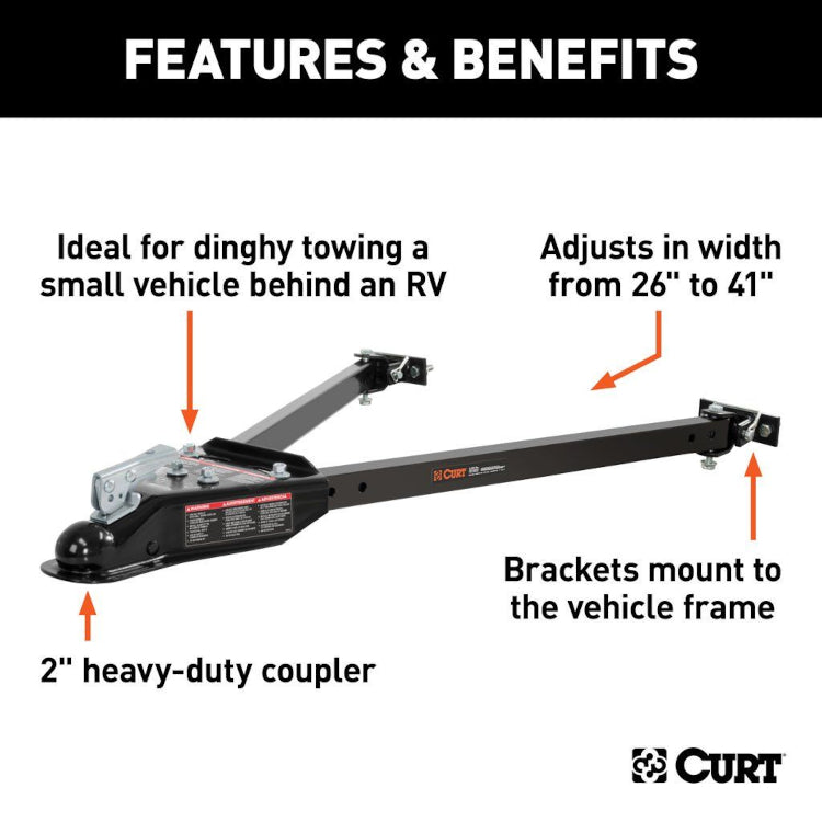 Curt - Adjustable Tow Bar - 5,000 lbs Capacity - 19745 - image 3