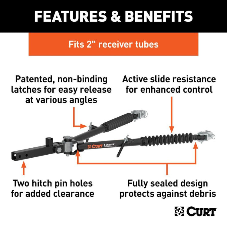 Curt - Rambler Steel RV Tow Bar - 7,500 lbs Capacity - 70001 - image 3