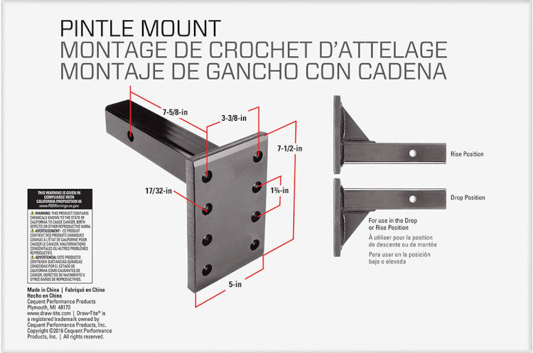 Draw-Tite - Pintle Hook Mount Plate, 2 IN. Receiver - 63057 - image 3