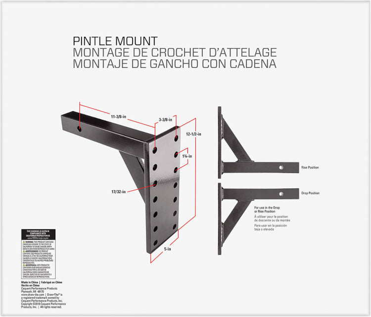 Draw-Tite - Pintle Hook Mount Plate, 2 IN. Receiver - 63058 - image 3