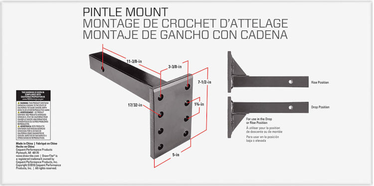 Draw-Tite - Pintle Hook Mount Plate, 2 IN. Receiver - 63059 - image 3