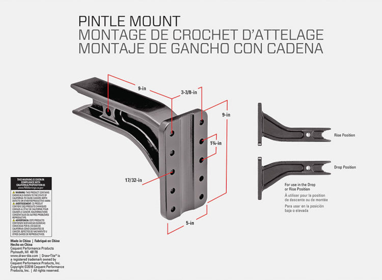 Draw-Tite - Titan Pintle Hook Mount Plate, 3 IN. Receiver - 38186 - image 2