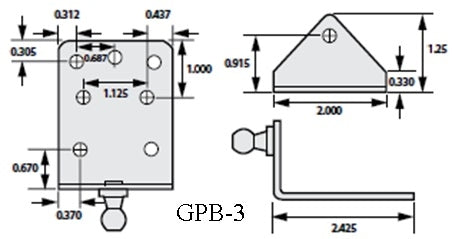 Ball Mount for Gas Props/Lift Cylinder - Bent 7 Hole - image 3