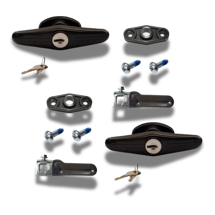 Bauer - Black Screw Mount T Handle Kit - 2" Shank - Pair (keyed alike)