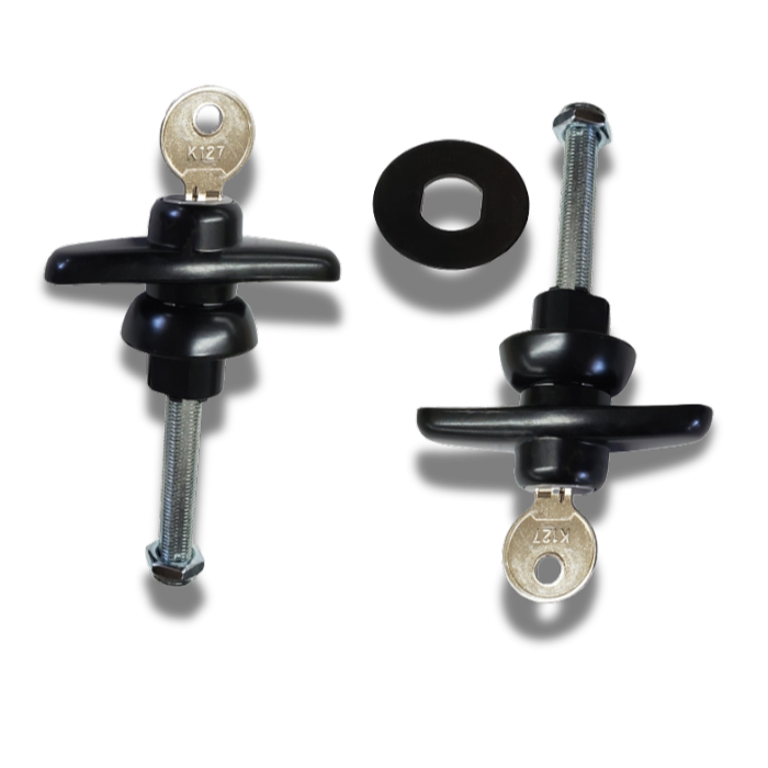 All Glass Rear Door T Handles - Pair - Keyed Alike- Long Shank