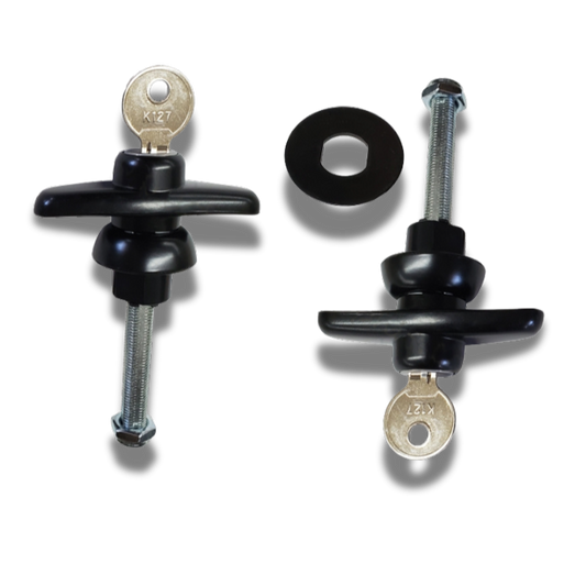 All Glass Rear Door T Handles - Pair - Keyed Alike- Long Shank