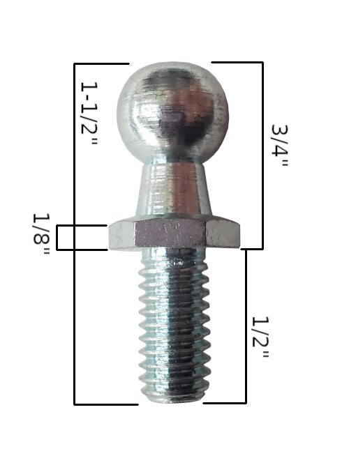 Ball Mount for Gas Props/Lift Cylinders - 10 mm ball only - 1/2" Threading - image 2