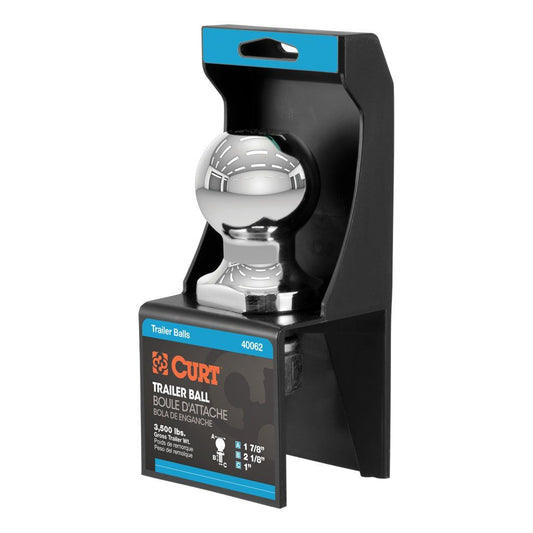 Curt - Trailer Ball - 1 7/8 Inch - 40062 - (1" x 2-1/8" Shank, 3,500 lbs., Chrome, Packaged) - image 1