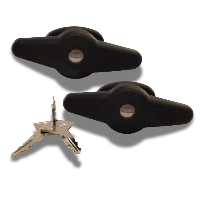 ARE - Black Screw Mount T Handle - Pair (keyed alike)