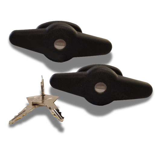 ARE - Black Screw Mount T Handle - Pair (keyed alike)