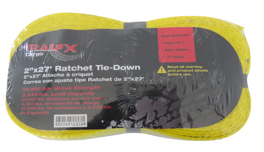Trail FX - Tie Down Strap - Ratcheting - 2" Wide - 27 ft. - J Hook - A12019Y (Each) - image 1