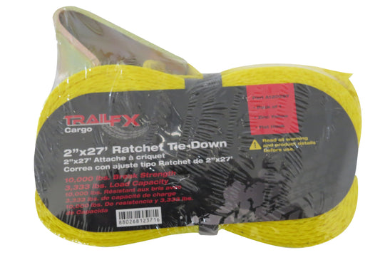 Trail FX - Tie Down Strap - Ractheting - 2" Wide - 27 ft. - Flat Hook - A12029Y (Each) - image 1