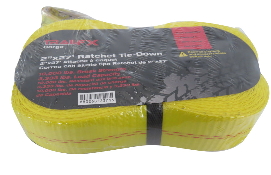 Trail FX - Tie Down Strap - Ractheting - 2" Wide - 27 ft. - Flat Hook - A12029Y (Each) - image 2