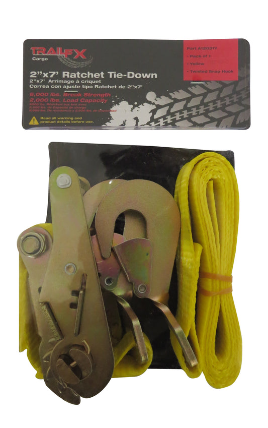 Trail FX - Tie Down Strap - Ratcheting - 2" Wide - 10 ft. - Twisted Snap Hook - A12041Y (Each) - image 1