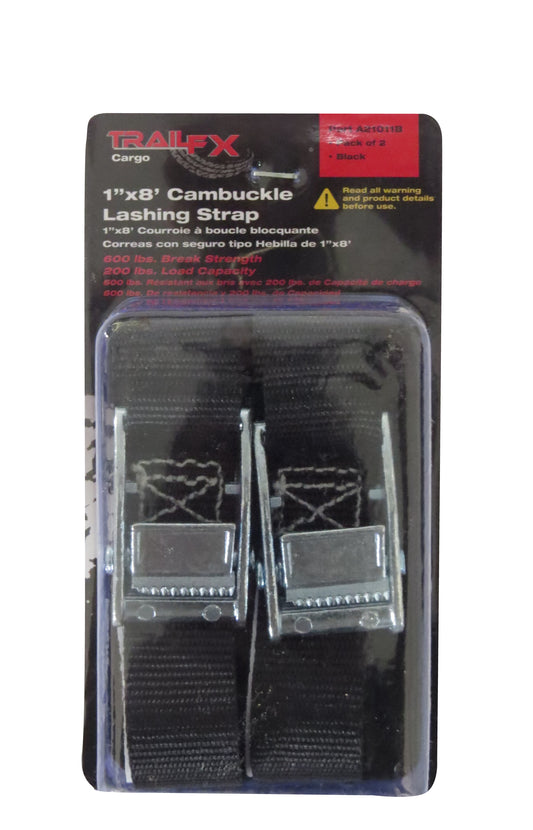 Trail FX - Tie Down Strap - Cam Buckle - 1" Wide - 8 ft. - No Hook - A21011B (2 pack) - image 1